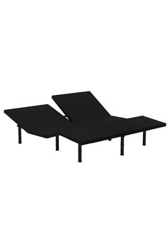 an adjustable bed frame is shown in black