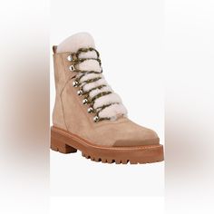 Never Worn, Size 8 Genuine Shearling Boot. Beautiful Light Brown Suede. Beige Shearling Boots For Fall, Beige Sheepskin Boots For Winter, Rugged Shearling Boots With Round Toe, Beige Sheepskin Boots With Round Toe, Beige Shearling Boots With Suede Lining, High-top Shearling Boots For Winter, Beige Shearling Boots With Faux Fur Lining, Rugged Brown Shearling Boots, Beige Sheepskin Winter Boots