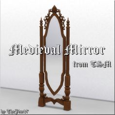 an ornate wooden mirror is shown with the words, medieval mirror from 3ds max