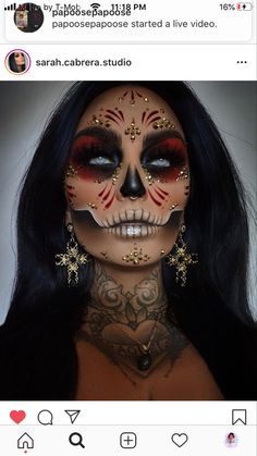 Carnaval Make-up, Holloween Makeup, Halloween Makeup Diy, Halloween Makeup Pretty, Cool Halloween Makeup, Sugar Skull Makeup