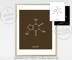 the caffeine formula is shown in three different colors and sizes, including brown