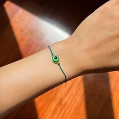 ❪ ABOUT BRACELET ❫ Dark Green Evil Eye represents happiness protection and new state of balance. ⎯ ❪ STEPS TO ORDER ❫ STEP 1: In the 1st drop-down, choose the "Thread Colour". * 20 colours available for thread STEP 2: In the 2nd drop-down, choose the "Beads Material" for 2mm beads beside Evil eye and the 4mm rubber bead. STEP 3: In the "Quantity", choose the quantity of the bracelet. STEP 4: Click "Add to basket" to checkout, or repeat step1-4 to add another bracelet. ⎯ ❪ SIZE GUIDE ❫ The bracel Nazar Bracelet, Green Evil Eye, Rubber Bead, Protection Bracelet, Eye Bracelet, Beaded Material, Evil Eye Bracelet, Silicone Beads, Charm Bracelets