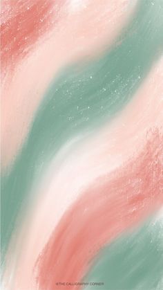 an abstract painting with pink, green and white colors