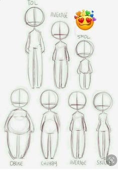 how to draw people with different facial expressions and body shapes for the cartoon character,