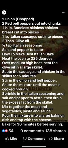 the recipe for pizza is shown in this screenshot