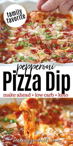 this pepperoni pizza dip is the perfect appetizer to make ahead and low carb keto