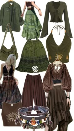 💚🤎 Boho Aesthetic Outfit, Outfits And Accessories, Eclectic Fashion, Hippie Outfits, Types Of Fashion Styles, Cute Casual Outfits