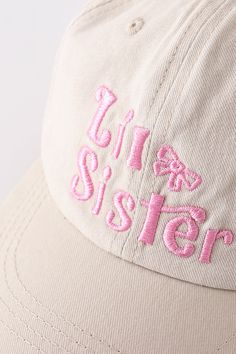 Introducing our Khaki Sister Embroidery Baseball Cap - perfect for showing sisterly pride while staying stylish! With quality khaki fabric and unique embroidery, this cap is sure to turn heads (and make siblings jealous)! HC:21.25 inch Adjustable 100% COTTON For Big Sister 120981 For Little Sister 120982 Sister Embroidery, Sequin Crafts, Plaid And Leopard, Embroidery Baseball, Unique Embroidery, Big Sis, French Knot, Sequins Embroidery, Swimwear Girls