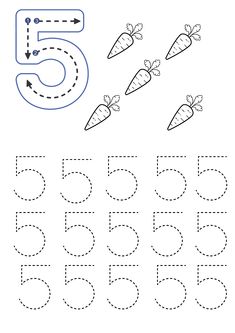 the number five worksheet with carrots