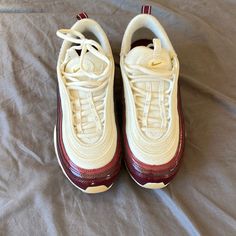 Brand New Never Worn Size 8 Nike Air Max 97 Burgundy, Cream Color, Air Max, Nike Women, Nike Shoes, Athletic Shoes, Cream, Brand New, Nike