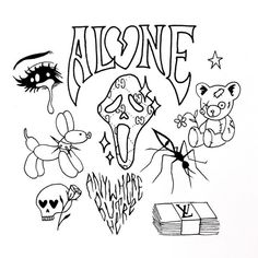 an image of some cartoon characters on a white background with the words algonne