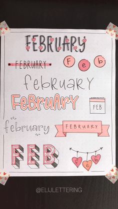 a poster with some writing on it that says february, feb, feb and feb