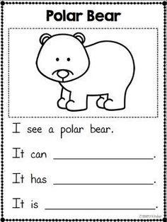 a polar bear worksheet with the words i see a polar bear in it