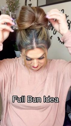 Tall Bun Hairstyles, High Bun For Work, How To Make A Big Bun, Up Does, Bun With Hair Clip, Bun With Curls Hanging Down, Big Bun Hairstyles, Gina Dinko, High Hair Bun