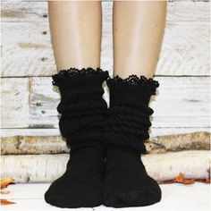 SCRUNCHY  lace slouch socks - black - Hooters women socks cotton  Catherine Cole Atelier couture socks and designer barefoot sandals Scrunchy Socks, Shoe References, Socks With Lace, Coquette Outfit, Slouch Socks, Fancy Hairstyles, Super Duper, Lace Fashion, Cotton Lace