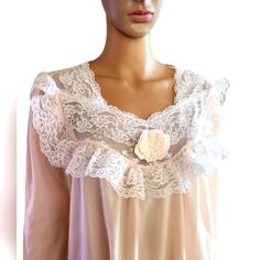 This Is A Light, Pastel Peach Nightgown In A Soft, Flannel Like Material. It's Trimmed In Lace And Has A Floral Applique At The Center Of The Neckline. It's In Brand New Condition - No Marks, Stains, Or Holes. Approximate Measurements Chest: 21" Shoulders: 16" Sleeves: 23" Waist: 26" Hips: 26" Length: 54" Bundle To Save!My Closet Is Priced To Bundle! 3 Items Is An Automatic 30% Off, Bundle More And Get A Bigger Discount - Poshmark Is A Great Place To Find Great Deals If You Know The Tricks Follo Peach Lace, Floral Applique, Soft Flannel, Vintage Pink, Night Gown, Women's Intimates, Pink And Orange, Lace Trim, Vintage Ladies