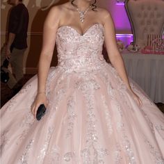 Only Has Been Used Once -March 10, 2023 -Wonderful Condition -Beautiful Sequence Elegant Pink Quinceanera Dress For Evening, Blush Pink Sweet 16, Pink Sweet 16 Dress, Pink Sweet 16, Sweet 16 Dress, 16 Dress, Sweet 16 Dresses, Sweet 16, Blush Pink