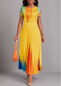 Color:Ginger;Size:S;Size:XL;Size:XXL;Package Contents:1 X Dress;Occasion:Work;Style:Elegant; Casual Yellow Pleated Dresses, Ombre Clothes, Jogger Jumpsuit, Elegant Dresses Plus Size, Latest Dress For Women, Church Attire, Ambrosia Salad, Family Picture Outfits, Dress Occasion