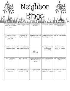 a free printable neighbor bingo game that is perfect for kids to play in the yard