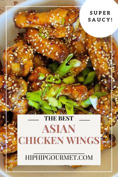 chicken wings in a bowl in a red sauce, topped with green onions and sesame seeds Asian Hot Wings, Hot Wings Recipe, Asian Chicken Wings, Hot Wing Recipe, Guilt Free Snacks, Wings Recipe, Hot Wings, Wing Recipes, Guilt Free