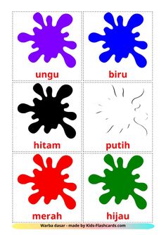 four different colors are shown with the words, uggu, hitam, and hijau