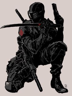 Modern Ninja Concept Art, Snakeeyes Gijoe, Ninja Artwork, Hero Poses, Soldier Character, Spy School, Snake Eyes Gi Joe, Ninja Skills, Army Drawing