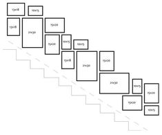 the stairs are labeled with numbers on each side and numbered in different sections, including one number