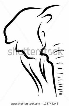 an elephant's head is drawn in black ink on a white background stock photo