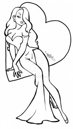 a drawing of a woman sitting in front of a mirror with her hand on her hips