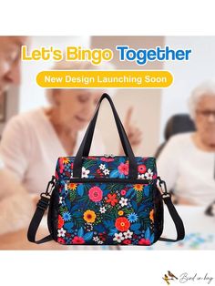 BirdinBag - Bingo Bag with Pockets: Portable and Water-Resistant Tote for Bingo Accessories and Essentials Multifunctional Multicolor Portable Bag, Functional Multicolor Large Capacity Bags, Bingo Bag, Bag With Pockets, Launching Soon, Bag Organization, Blue Pattern, Bag Straps, Bingo