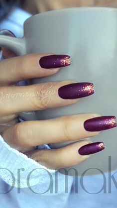 Hahz Plum Nails, Violet Nails, Gold Acrylic Nails, Nail Appointment, Nagellack Trends, Amazing Nails, Purple Nail, Rose Gold Nails, Burgundy Nails