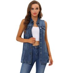 This jean vest jacket is made of soft and breathable denim cotton. Falls to mid-thigh for an elegant look that is slimming, flattering, and comfortable to wear. Suitable for daily casual, vacation, school, shopping, weekend gatherings or shopping etc. You can match it with a sweater for fall and winter or a casual tank cami for sunshine and summer. It is a good choice for the upcoming season.