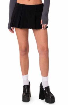 EDIKTED Aisha Low Rise Miniskirt | Nordstrom Low Rise Mini Skirt, Denim Skort, New Years Dress, Pink Fits, Rollerball Perfume, Blue Fits, Black Mini Skirt, Denim Mini, Black Fits