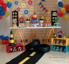 a birthday party with balloons and decorations