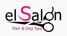 the logo for el salon hair and day spa, which has scissors on it