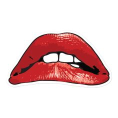 a red lips sticker with the tongue sticking out