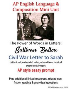 Sullivan Ballou.  Letter to Sarah.  AP Lang resources. Teaching Ela