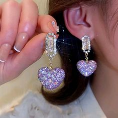 Description: Beautiful 3/$25 Purple Rhinestone Drop Heart Earrings Purple Glistening Earring Heart Set Size:1.8/0.9in Other: Item Is Brand New Nwt Boutique Item Comes With Free Gift And Extra Backings Ordered Directly From Distributor Closet Clear Out Sale! Send Your Offers! Best Offers Accepted! Closet Clear Out Sale: Buy Three (3) Accessories For ($25)! Add Your (3) Choices To A Bundle, (Or Like The Items! And I Can Bundle!) And Send Your $25 Offer! Clear Out Sale Is For A Limited Time! All Or Crystal Heart Earrings, Heart Rhinestone, Purple Style, Purple Pearl, Crystal Dangle Earrings, Wedding Party Jewelry, Purple Rhinestone, Heart Drop Earrings, Rhinestone Heart