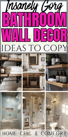 bathroom decor ideas, bathroom wall decor, bathroom posters, bathroom wall art, small bathroom wall decor, above toilet decor Trendy Bathroom Wall Decor, Decorating A Small Bathroom Ideas, Picture Wall Ideas Bathroom, Wall Art For Bathroom Decorating Ideas, Decor For Bathroom Walls, Couples Bathroom Decor, Large Bathroom Wall Decor, Hobby Lobby Bathroom Decor Ideas, Small Bathroom Wall Art