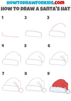 how to draw santa's hat step by step instructions for kids and beginners