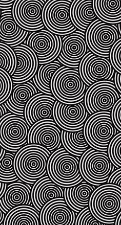 an abstract black and white background with wavy lines in the center, as well as circles