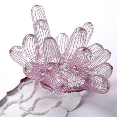 Contemporary Necklace - SeulGi Kwon Pink Handmade Wearable Art Jewelry, Jelly Fish Body Adornment, Jellyfish Body Adornment, Wire Coral Sculpture, Orchid Brooch, Organic Jewelry, Mixed Media Jewelry, Acrylic Jewellery