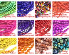 many colors of beads are shown in this image