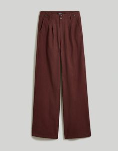 The Plus Harlow Wide-Leg Pant Pants Wide Leg Brown, Madewell Corduroy Pants, Brown Twill Pants, Wide Leg Pants Outfit, Polo Shirt Design, Orange Pants, Build A Wardrobe, Pants Details, Outfit Formulas