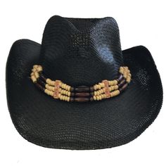 PRICES MAY VARY. SUN HAT WITH STYLE - Great for everyday or travel wear, this Cowboy hat is casual, classic and just a touch artsy! Has a 3" wire-edged brim with beaded and leather accented trim for superbly stylish sun protection. PERFECT FOR TRAVEL - Enjoy stylish sun protection wherever your travels may take you with the Cowboy Sun Hat! Easily bring this LIGHTWEIGHT essential with you for on-the-go style and superb sun protection. GREAT FIT - Fits both men and women. SIZE:13*15*5.5. Hat size Mens Straw Cowboy Hat, Western Style Sun Hat With Curved Brim, Western Style Black Fedora For Travel, Country Style Straw Hat With Short Brim For Travel, Country Style Short Brim Straw Hat For Travel, Western Sun Hat With Adjustable Fit, Adjustable Brimmed Straw Hat For Country Events, Adjustable Fit Western Sun Hat, Western Brimmed Sun Hat, One Size Fits Most