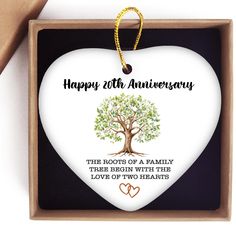 an anniversary ornament in a gift box