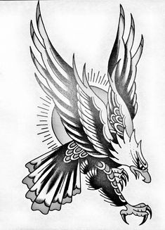 an eagle tattoo design on paper