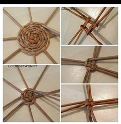 four pictures show the inside of an umbrella