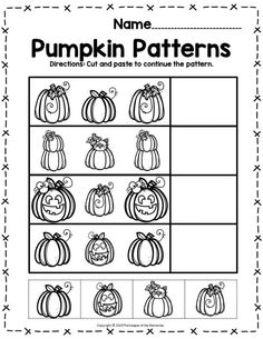 pumpkin pattern worksheet for preschool