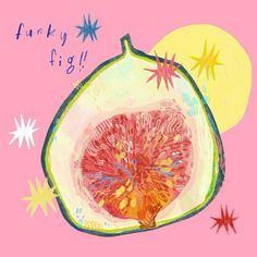 an illustration of a fruit on a pink background